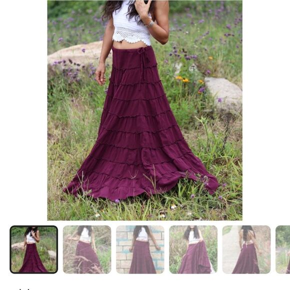 Purple Velvet Pure Silk Maxi Skirt - Picture 3 of 14